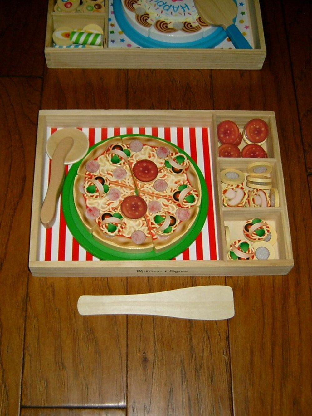 Wooden Melissa and Doug Pizza, Birthday Party Food Play Sets Bundle - Picture 3 of 4